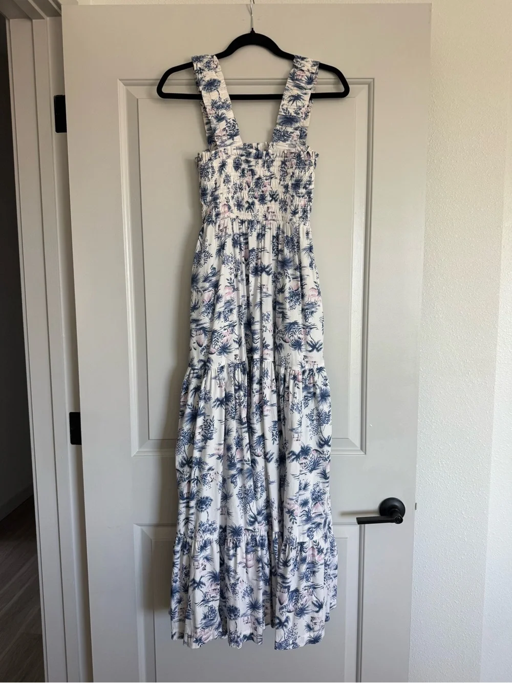 Abercrombie & Fitch White Maxi Dress with Blue and Pink Floral Print